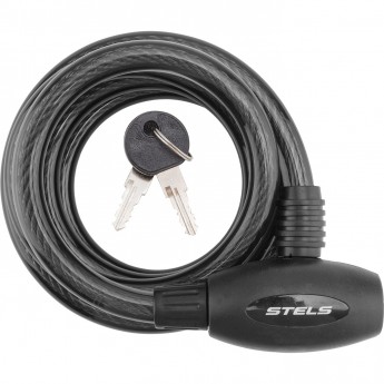 Трос-замок STELS 87306, 12х1800 мм, чёрный Трос-замок STELS 87306, 12х1800 мм, чёрный